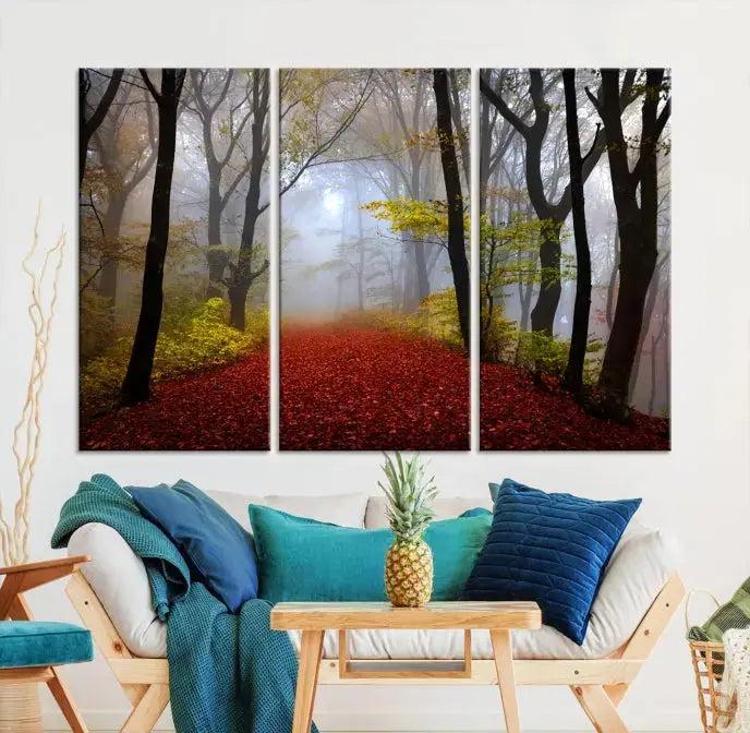 Large Foggy Forest Wall Art Landscape Canvas Print