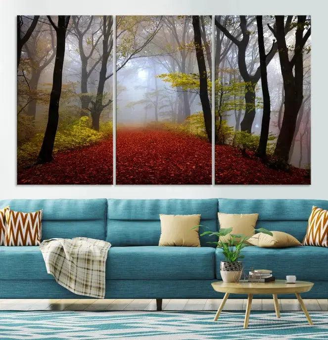 Large Foggy Forest Wall Art Landscape Canvas Print