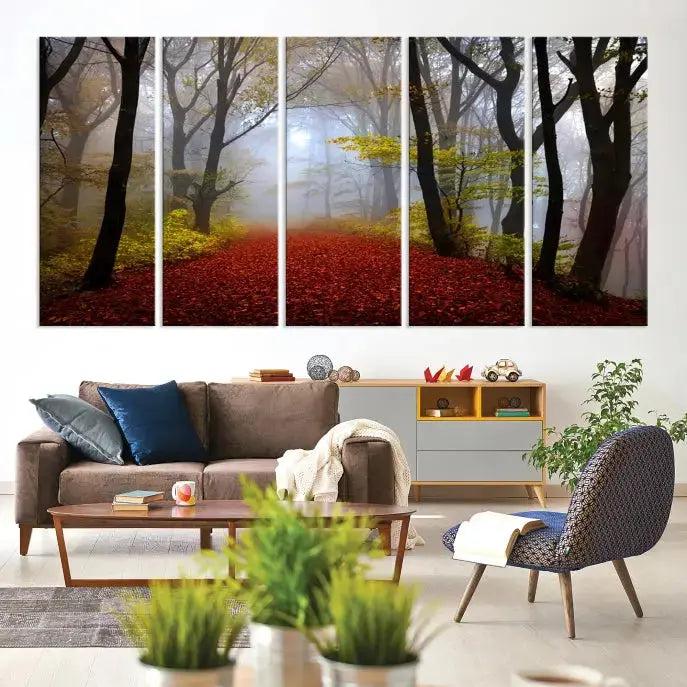 Large Foggy Forest Wall Art Landscape Canvas Print