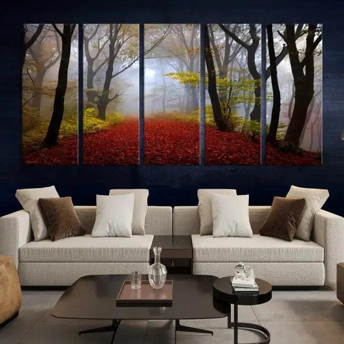 Large Foggy Forest Wall Art Landscape Canvas Print