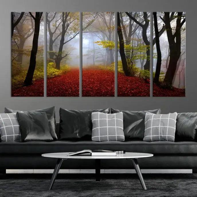 Large Foggy Forest Wall Art Landscape Canvas Print