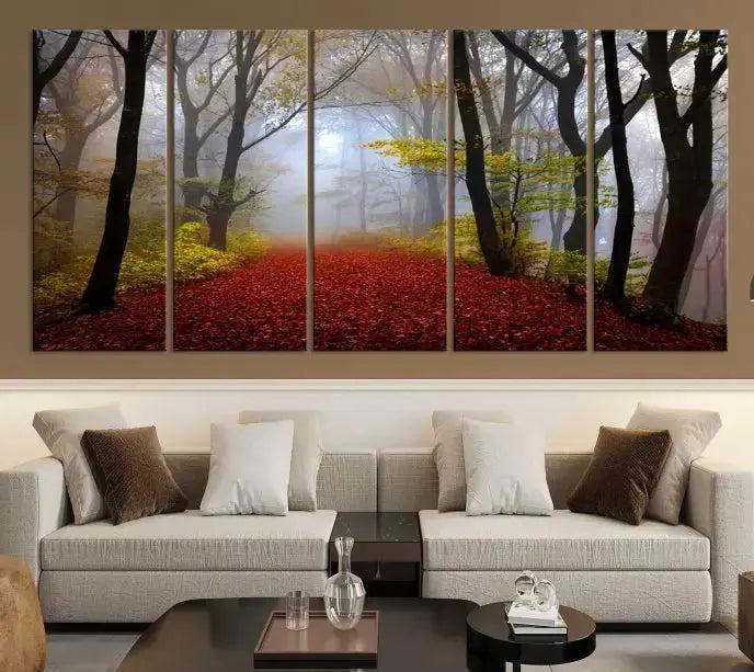 Large Foggy Forest Wall Art Landscape Canvas Print