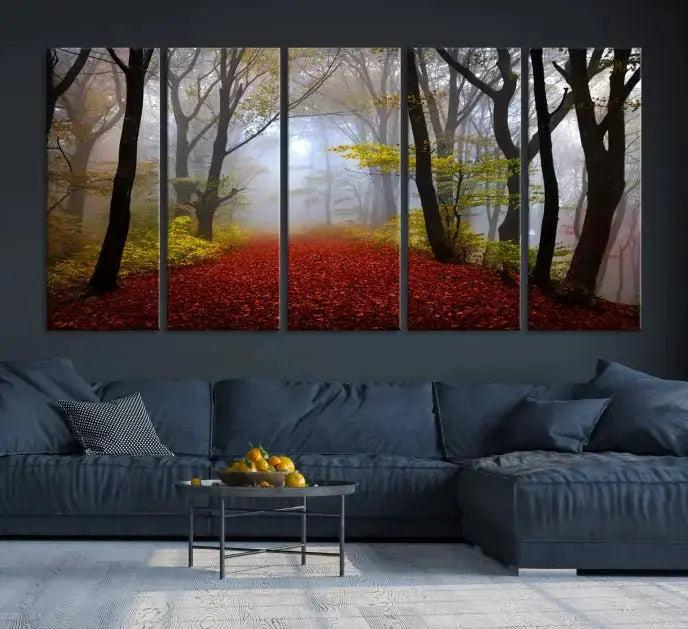 Large Foggy Forest Wall Art Landscape Canvas Print