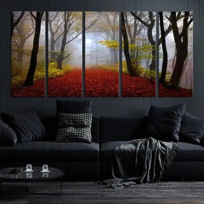 Large Foggy Forest Wall Art Landscape Canvas Print