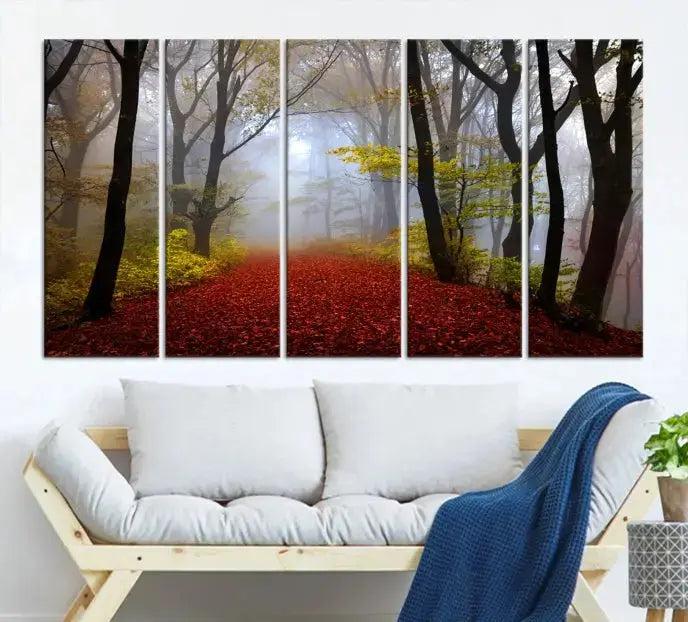 Large Foggy Forest Wall Art Landscape Canvas Print