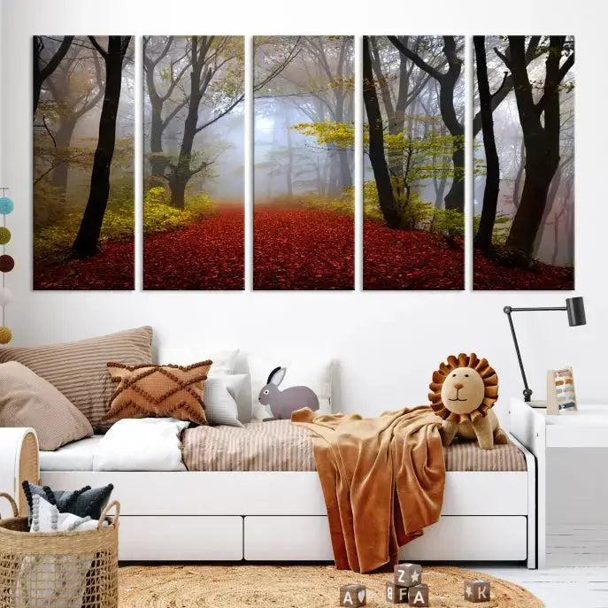 Large Foggy Forest Wall Art Landscape Canvas Print