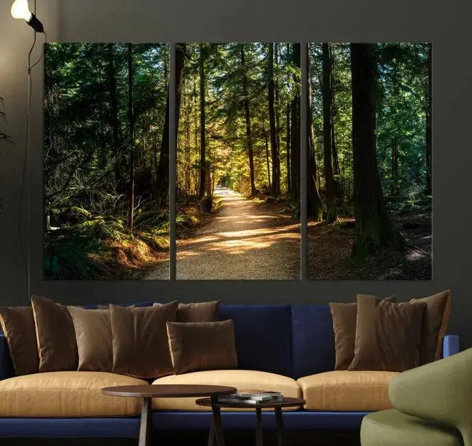 Large Forest Path Wall Art Landscape Canvas Print