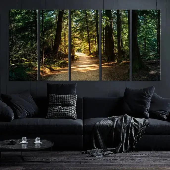 Large Forest Path Wall Art Landscape Canvas Print