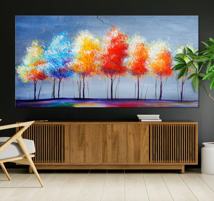 Large Modern Colorful Abstract Trees Painting Canvas Wall Art Print