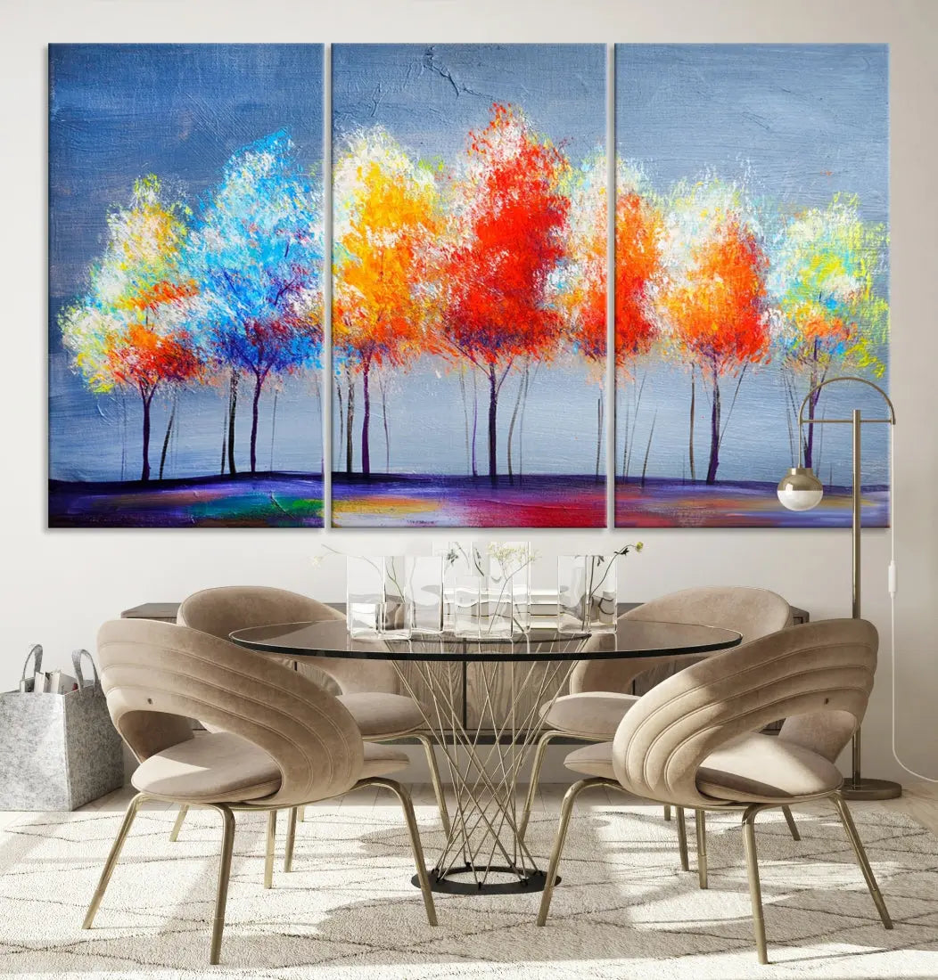 Large Modern Colorful Abstract Trees Painting Canvas Wall Art Print