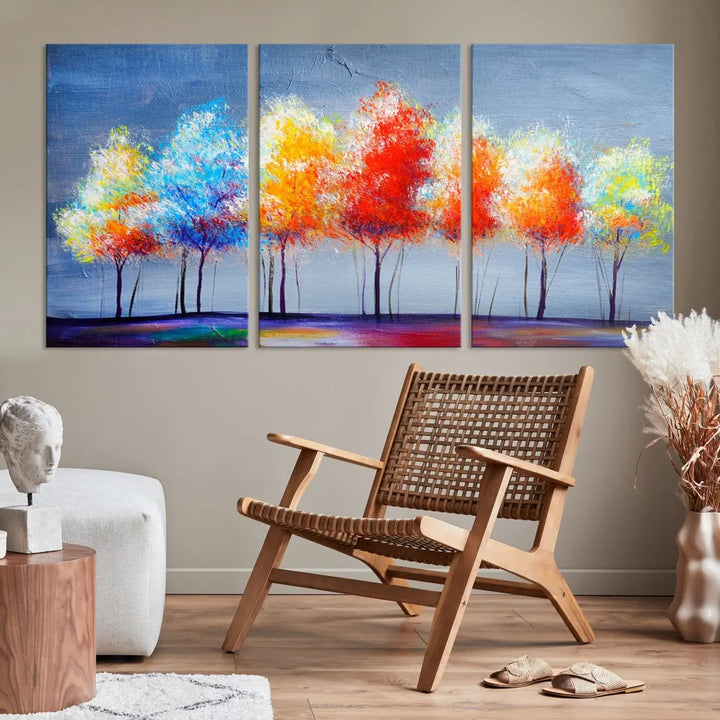 Large Modern Colorful Abstract Trees Painting Canvas Wall Art Print