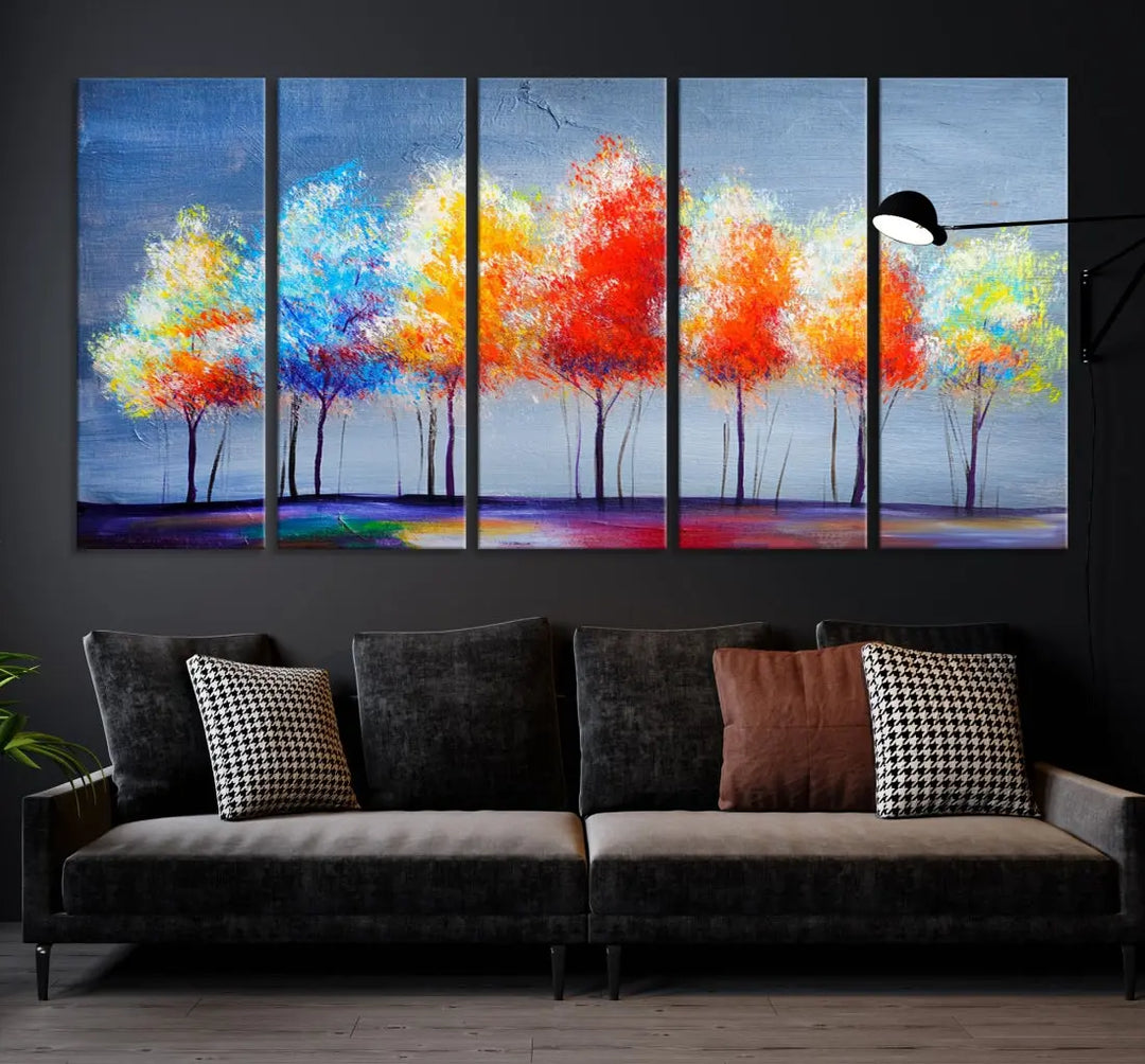 Large Modern Colorful Abstract Trees Painting Canvas Wall Art Print