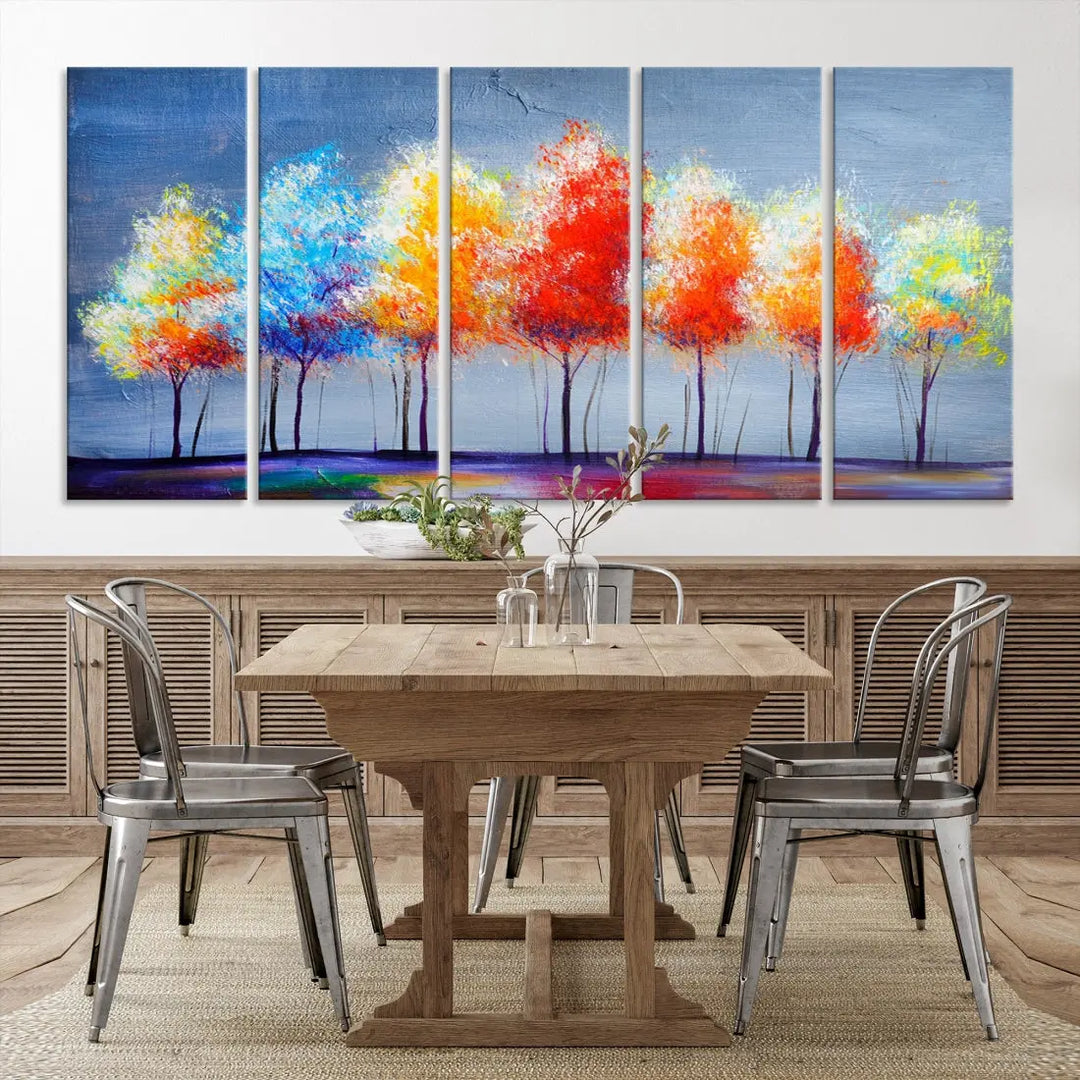 Large Modern Colorful Abstract Trees Painting Canvas Wall Art Print