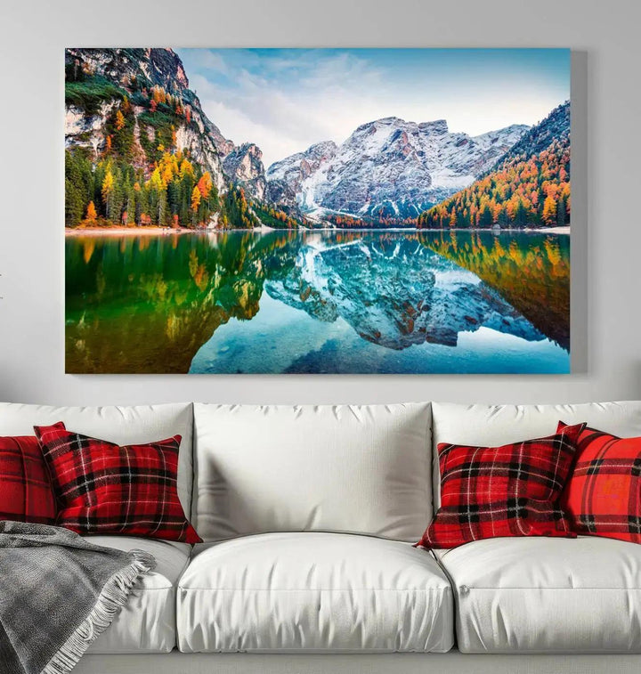 Large Mountain Lake Reflection Wall Art Canvas Print