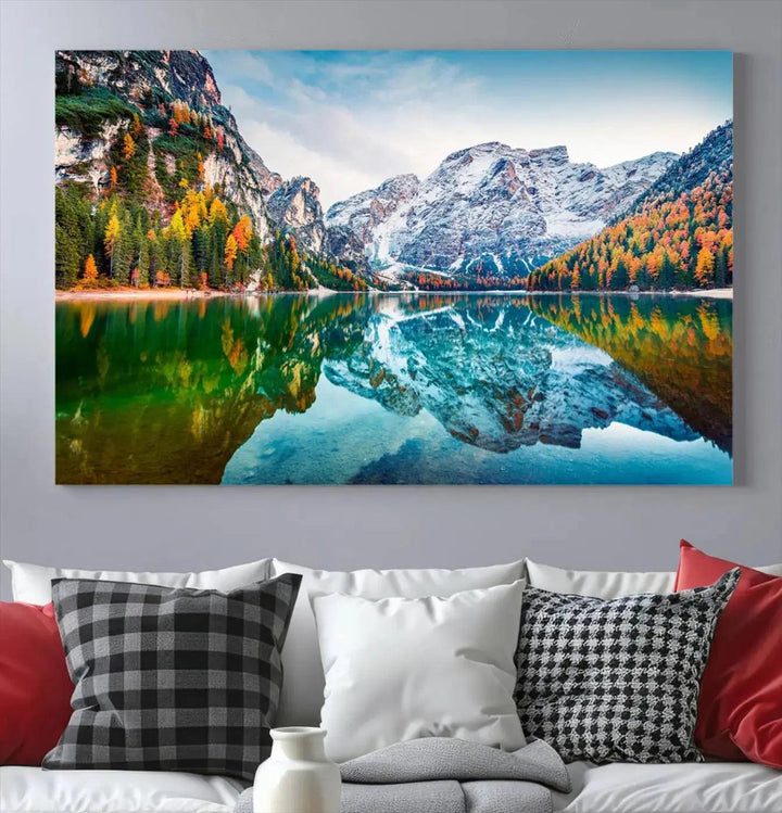 Large Mountain Lake Reflection Wall Art Canvas Print