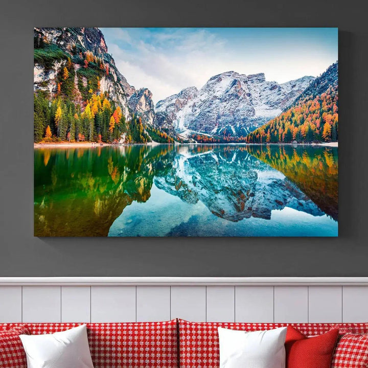 Large Mountain Lake Reflection Wall Art Canvas Print