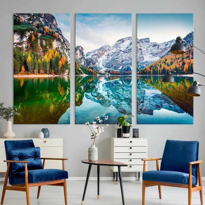 Large Mountain Lake Reflection Wall Art Canvas Print