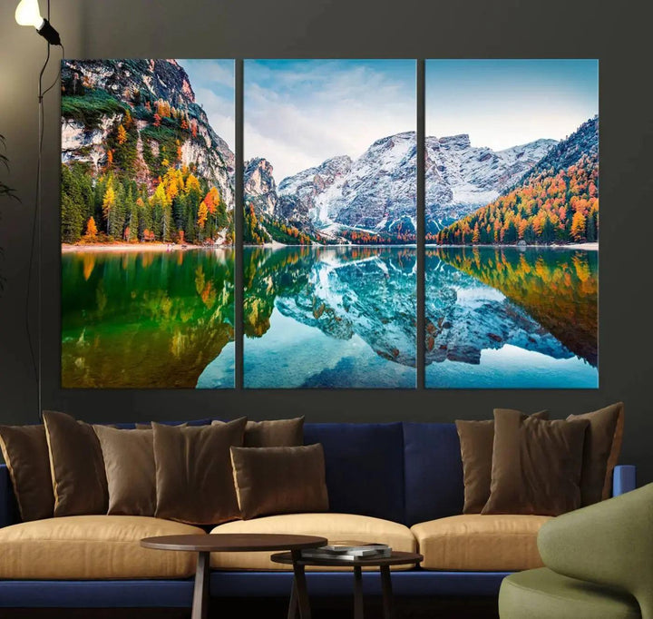 Large Mountain Lake Reflection Wall Art Canvas Print