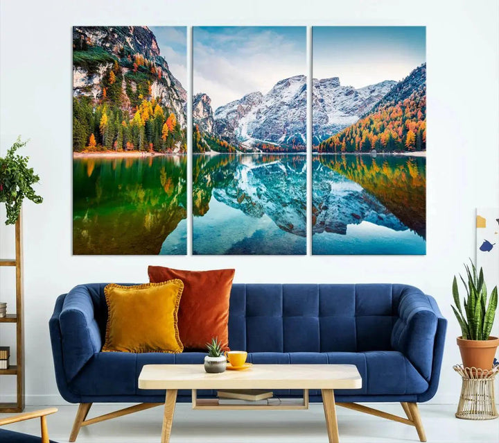 Large Mountain Lake Reflection Wall Art Canvas Print