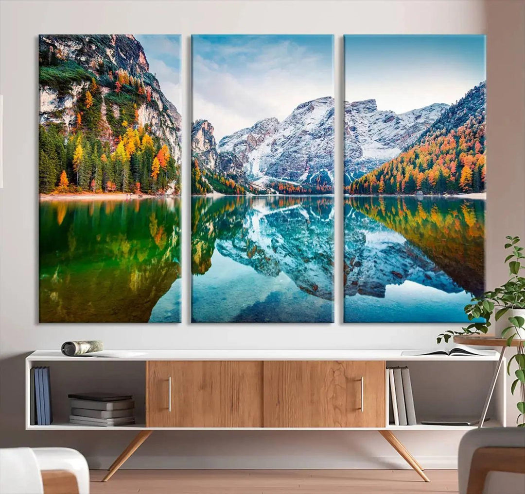 Large Mountain Lake Reflection Wall Art Canvas Print