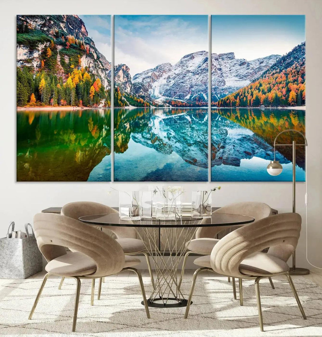 Large Mountain Lake Reflection Wall Art Canvas Print