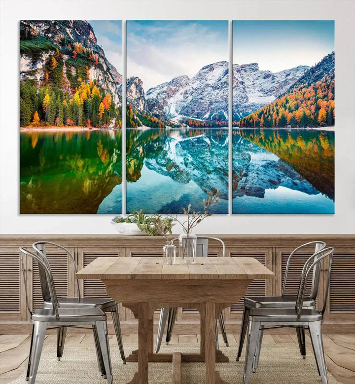 Large Mountain Lake Reflection Wall Art Canvas Print