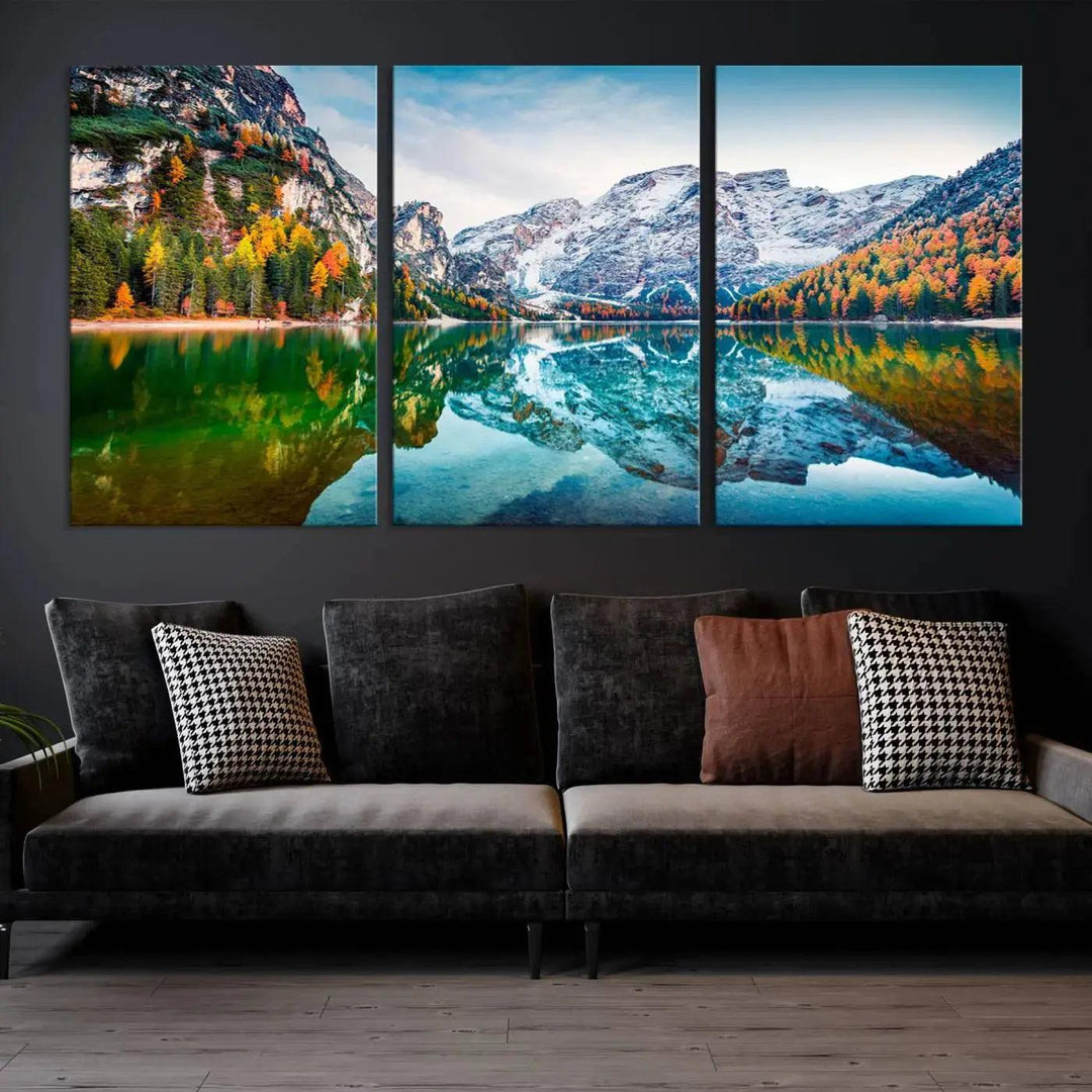 Large Mountain Lake Reflection Wall Art Canvas Print