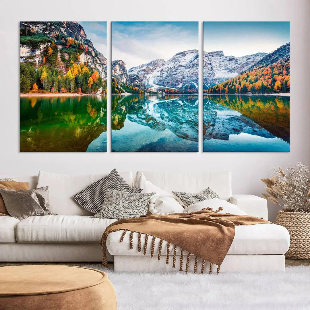 Large Mountain Lake Reflection Wall Art Canvas Print