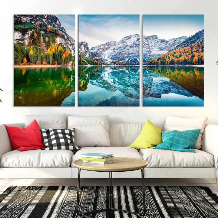 Large Mountain Lake Reflection Wall Art Canvas Print