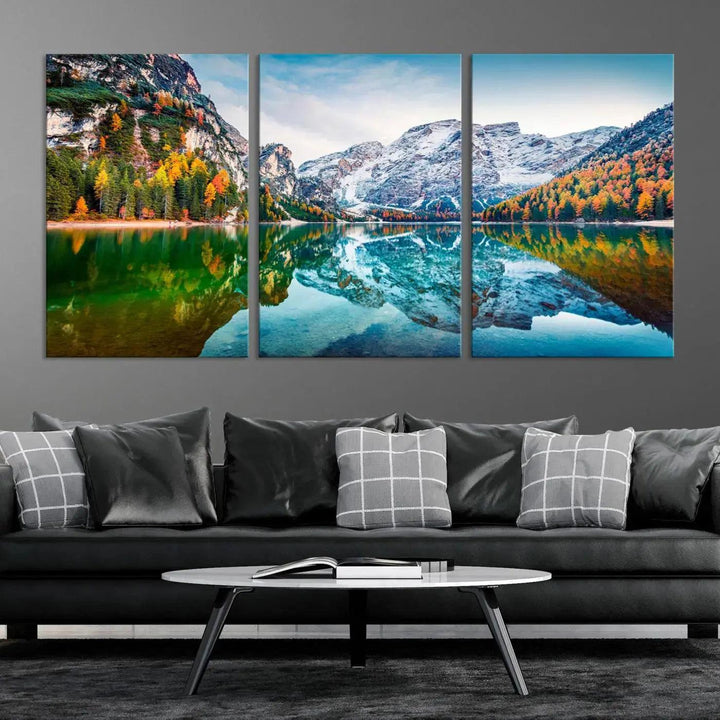 Large Mountain Lake Reflection Wall Art Canvas Print