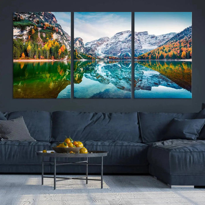 Large Mountain Lake Reflection Wall Art Canvas Print