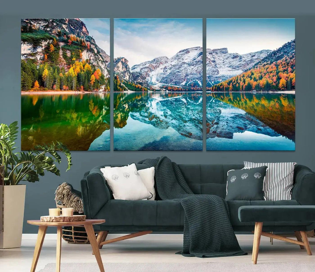 Large Mountain Lake Reflection Wall Art Canvas Print