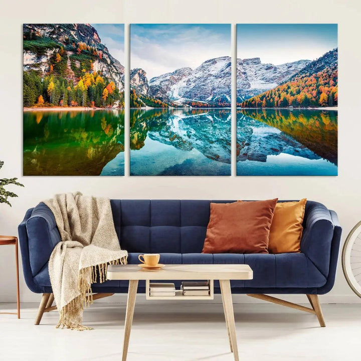 Large Mountain Lake Reflection Wall Art Canvas Print