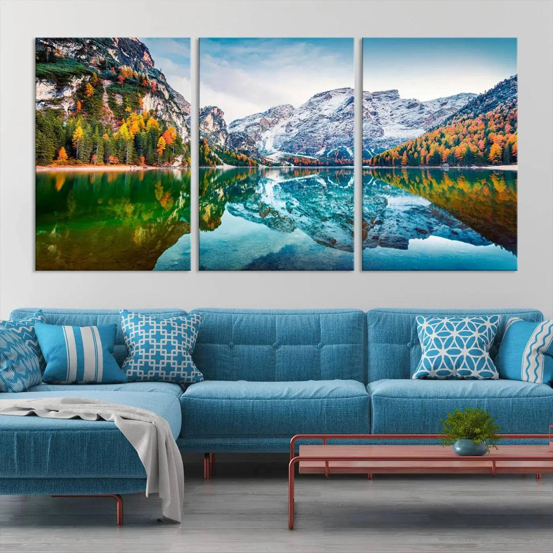 Large Mountain Lake Reflection Wall Art Canvas Print