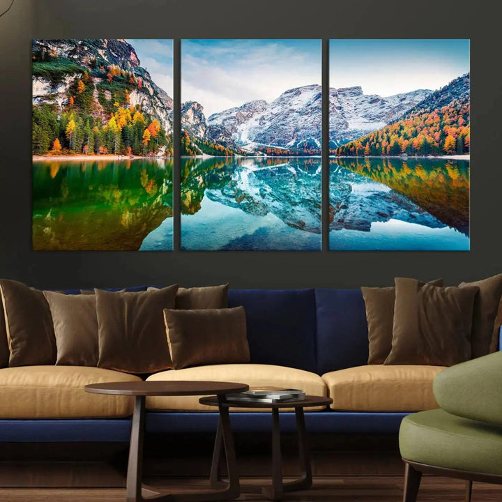 Large Mountain Lake Reflection Wall Art Canvas Print