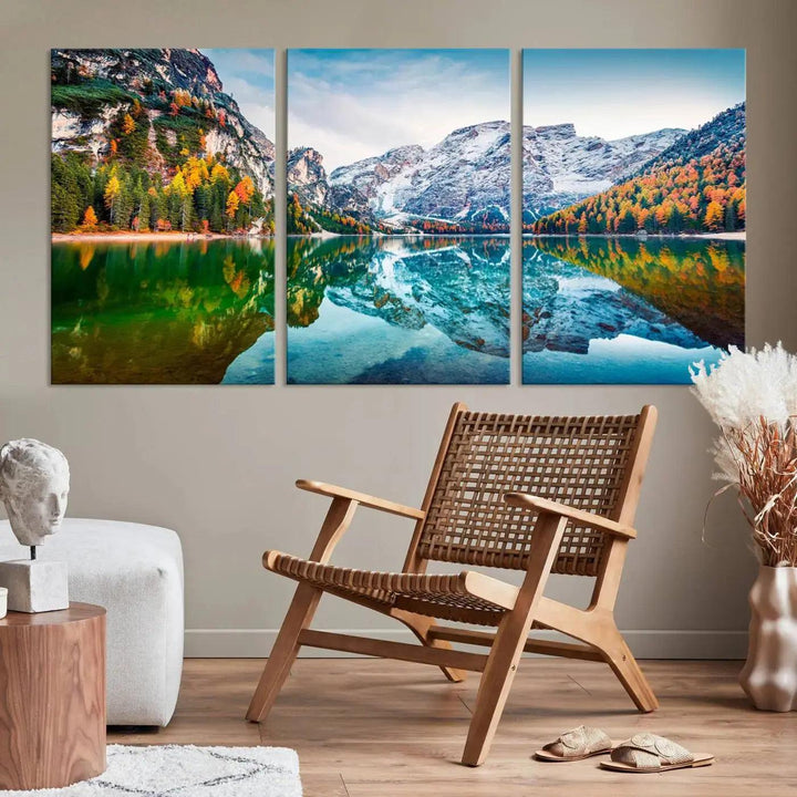 Large Mountain Lake Reflection Wall Art Canvas Print