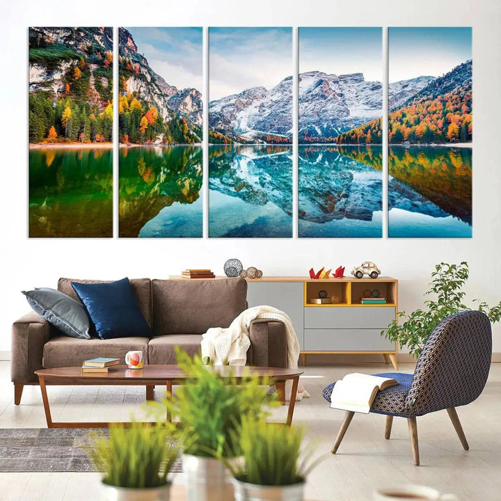 Large Mountain Lake Reflection Wall Art Canvas Print