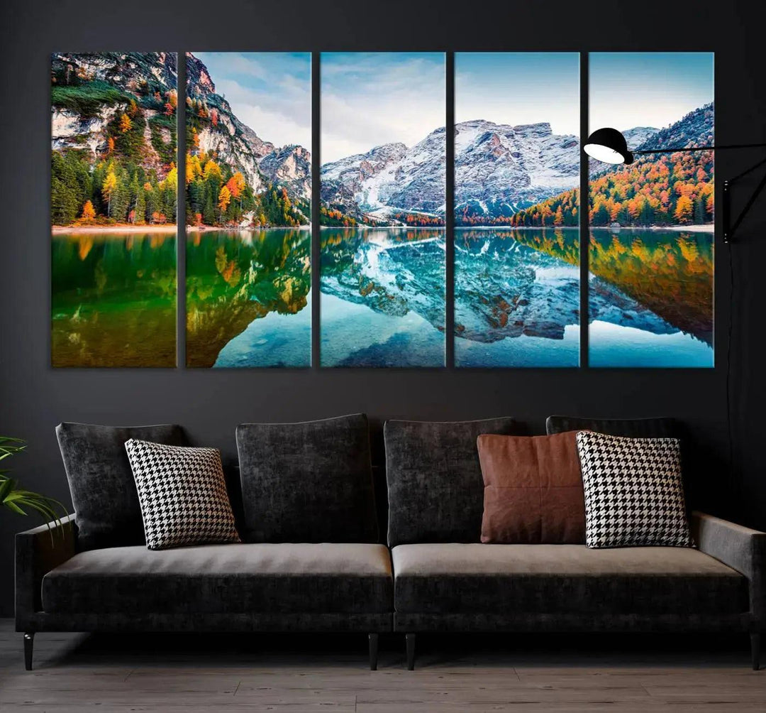 Large Mountain Lake Reflection Wall Art Canvas Print