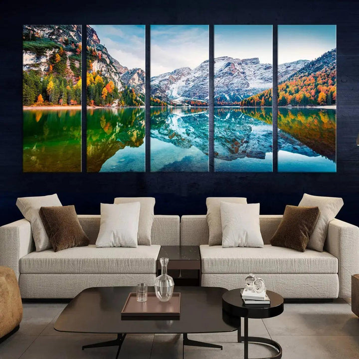 Large Mountain Lake Reflection Wall Art Canvas Print