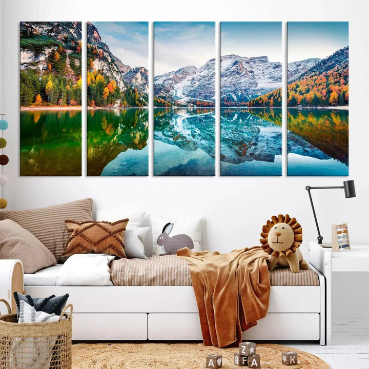 Large Mountain Lake Reflection Wall Art Canvas Print