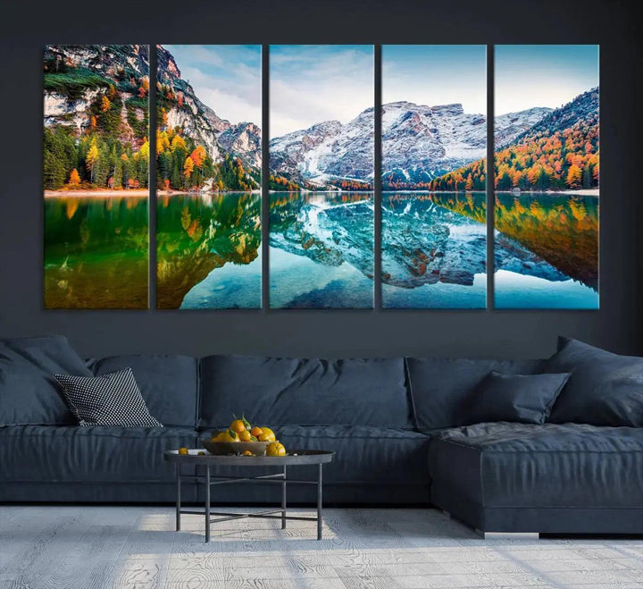 Large Mountain Lake Reflection Wall Art Canvas Print