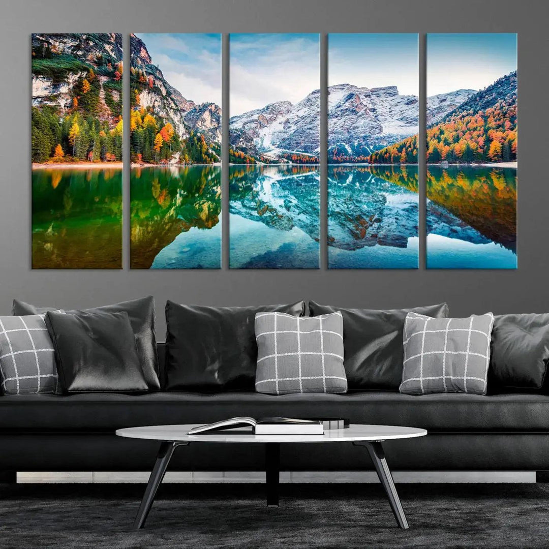 Large Mountain Lake Reflection Wall Art Canvas Print