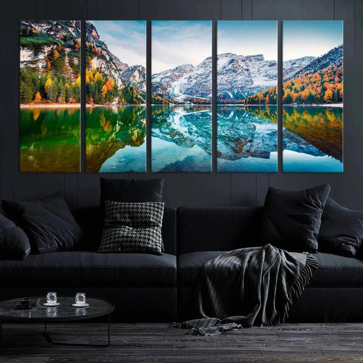 Large Mountain Lake Reflection Wall Art Canvas Print