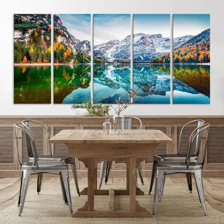 Large Mountain Lake Reflection Wall Art Canvas Print