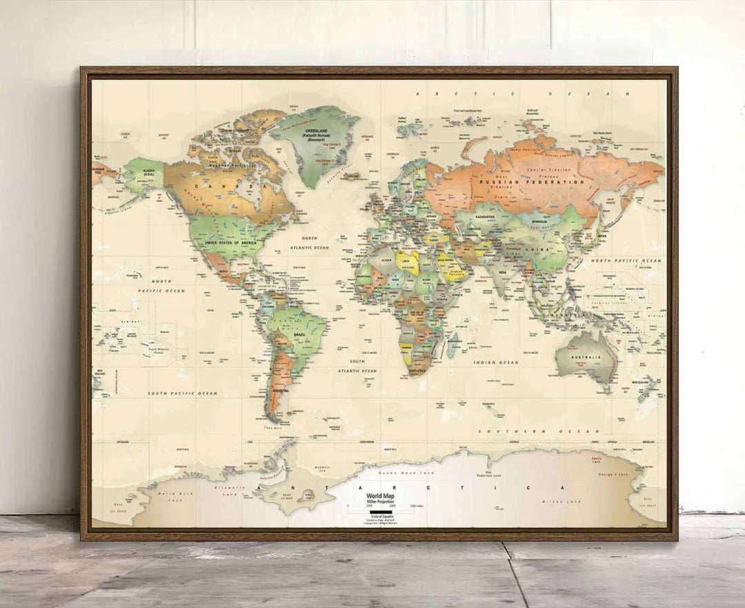 Large Push Pin World Map Wall Art Canvas Print