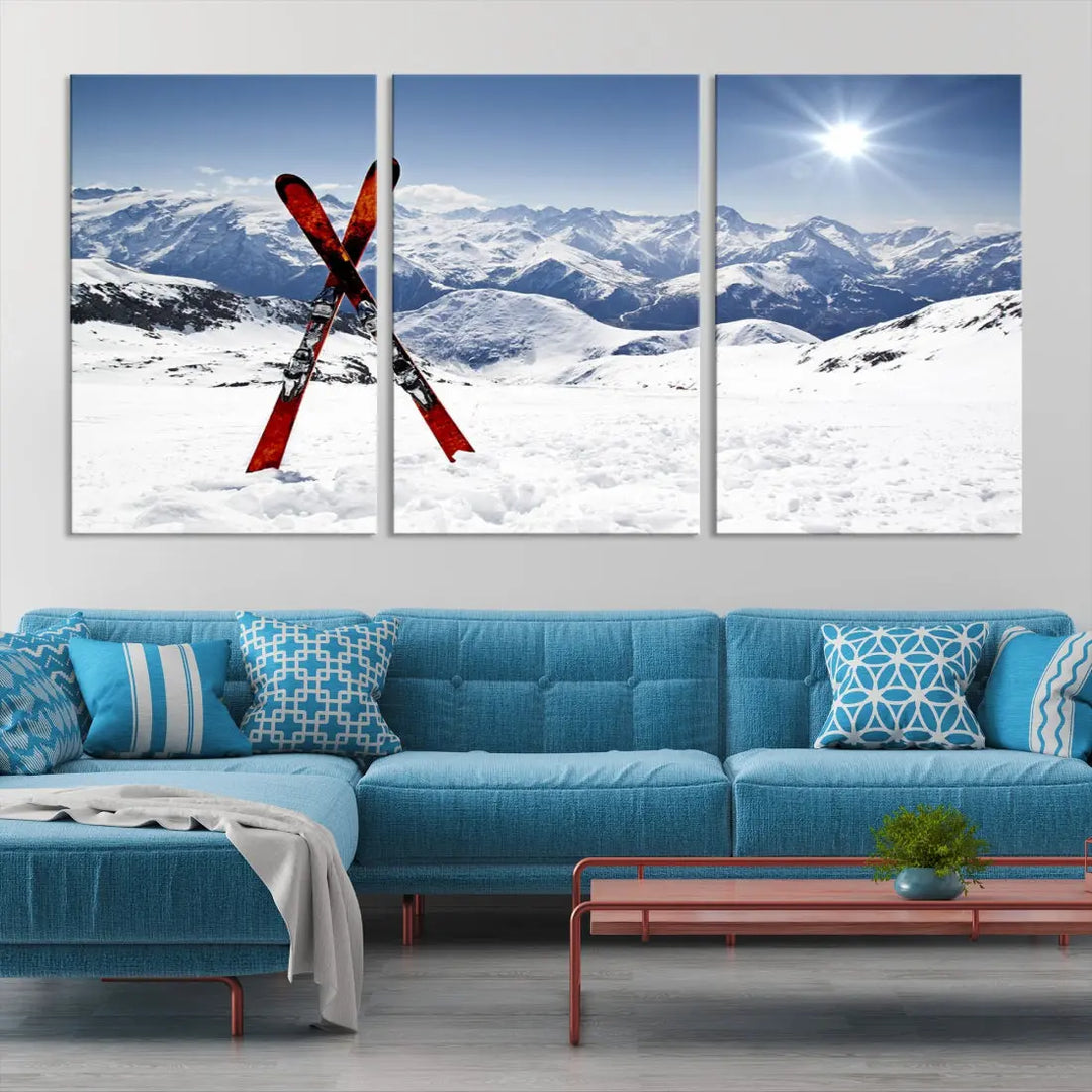 Large Ski Canvas Wall Art Print Skiing Sports Wall Art Framed