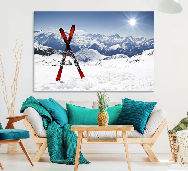 Large Ski Canvas Wall Art Print Skiing Sports Wall Art Framed