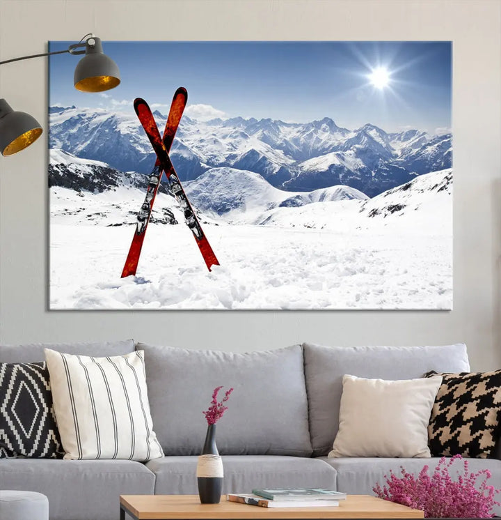 Large Ski Canvas Wall Art Print Skiing Sports Wall Art Framed