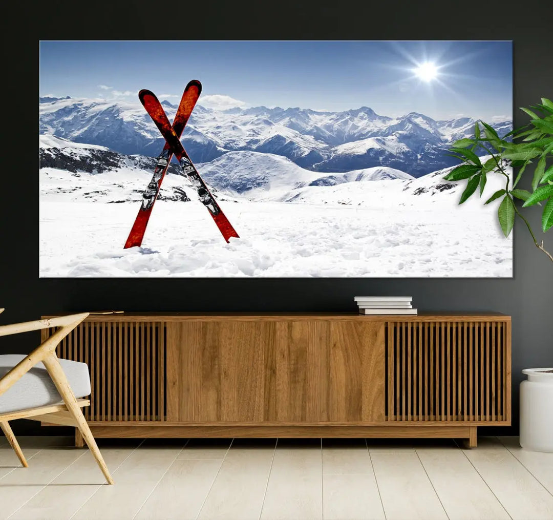 Large Ski Canvas Wall Art Print Skiing Sports Wall Art Framed