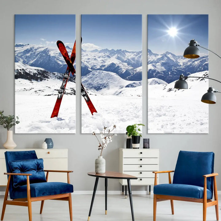 Large Ski Canvas Wall Art Print Skiing Sports Wall Art Framed